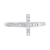 0.05ct 14k White Gold Diamond Cross Ring Size 2.5